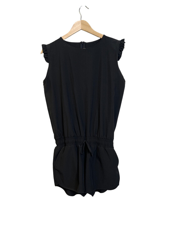 Albion Pants - Albion Fit Black Ruffle Trimmed Sprinter Shorts Romper Size Medium Athleisure